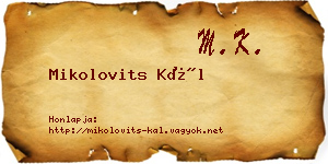 Mikolovits Kál névjegykártya